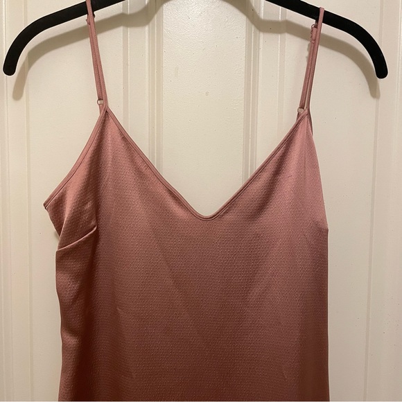 Trouvé Mauve Light Pink Slip Dress with Slit - Midi Slip Dress Size XS - Picture 5 of 9